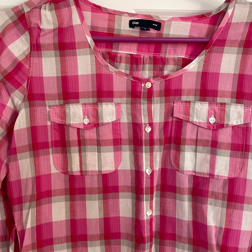 Gap Pink Plaid Top